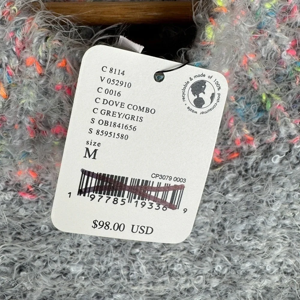 Free People Stardust Sweater Size Medium Confetti Speckled Chunky Knit Fuzzy Top